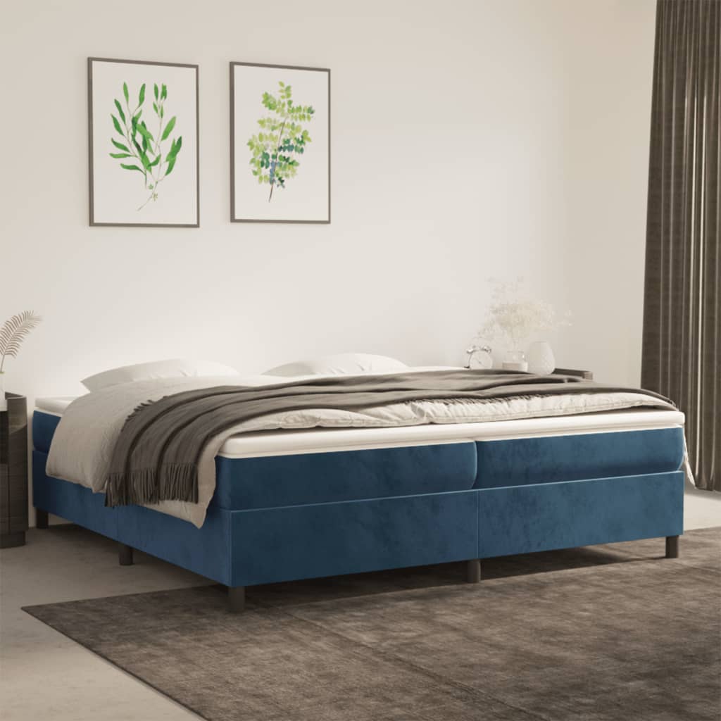 Boxspringbett Mit Matratze Samt Dunkelblau