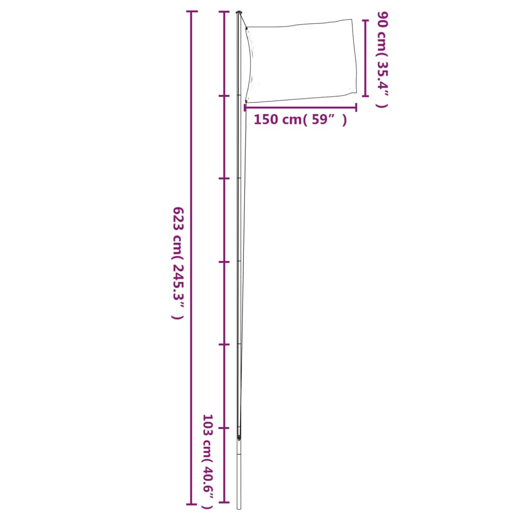 Flagge S Mit Mast 6,23 M Aluminium