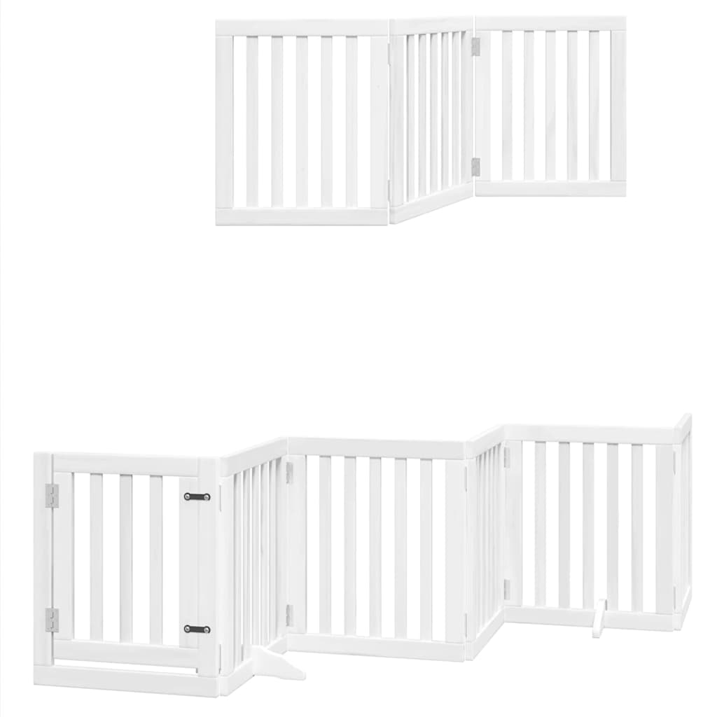 15-Tlg. Hundetor Mit Tür Faltbar 750 Cm Pappelholz