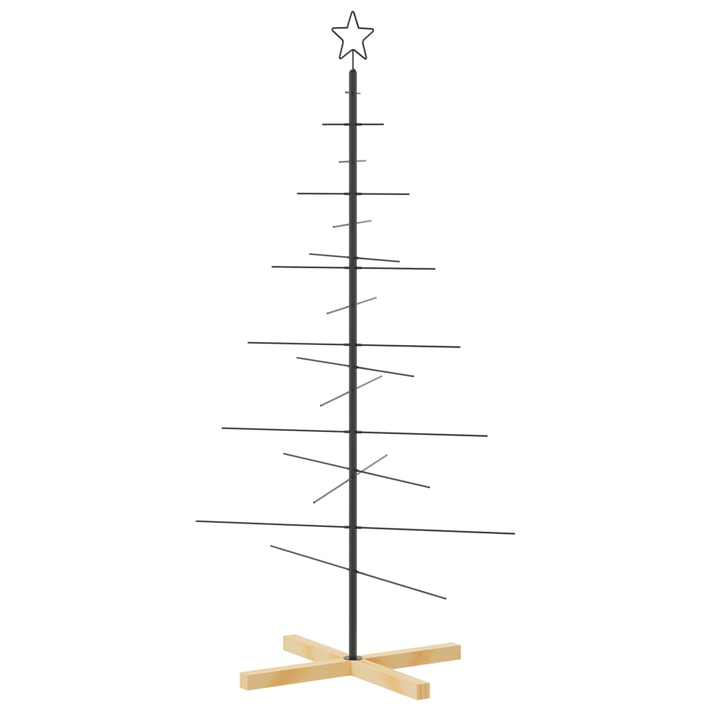 Weihnachtsbaum Metall Mit Holzständer Schwarz Schwarz