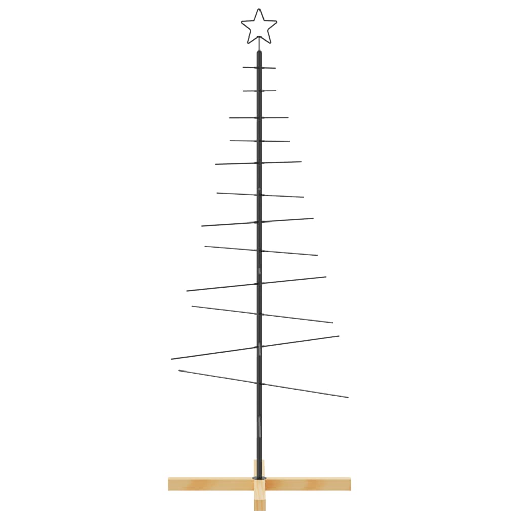 Weihnachtsbaum Metall Mit Holzständer Schwarz Schwarz