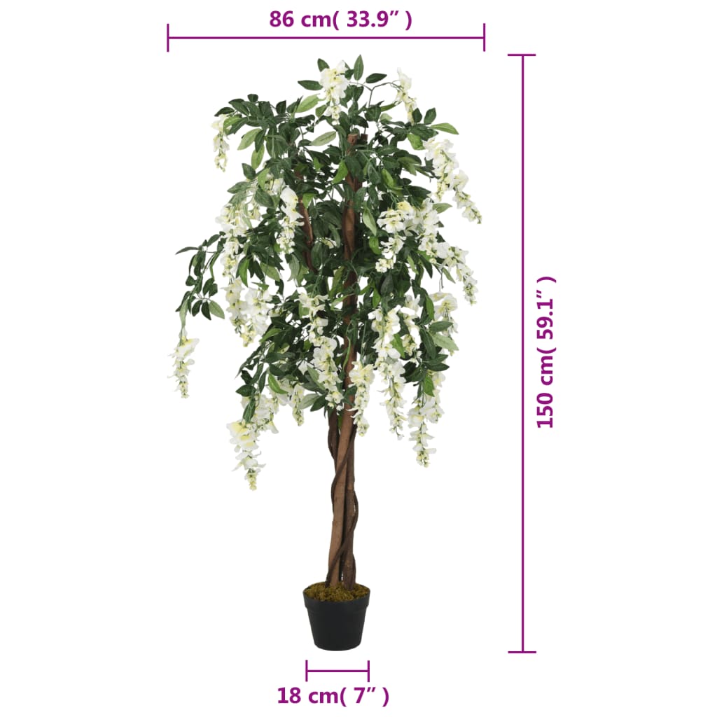 Glyzinienbaum Künstlich 840 Blätter Grün Und Weiß