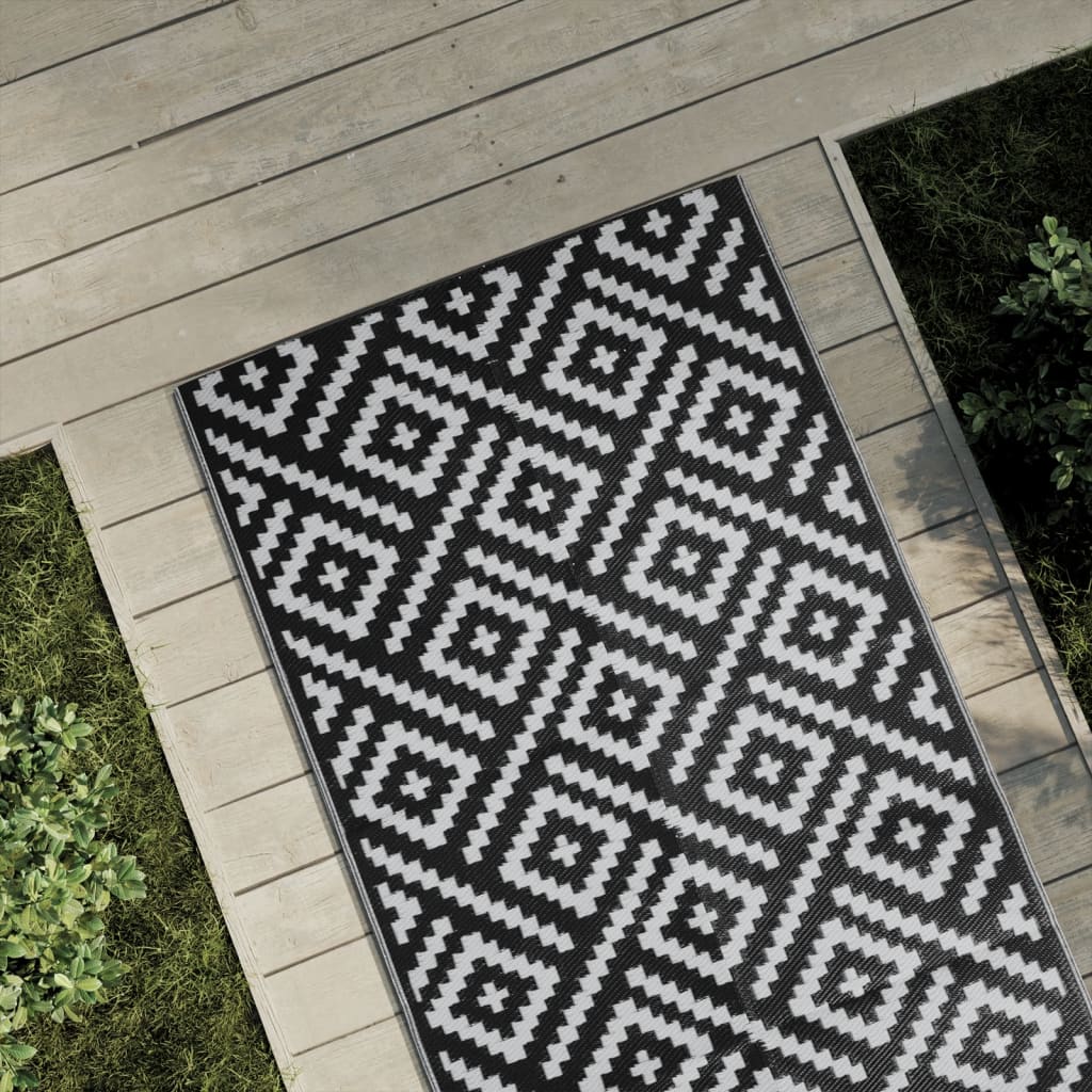 Outdoor-Teppich Arakil Weiß Und Schwarz Ø200 Cm Pp Quadratisches Design