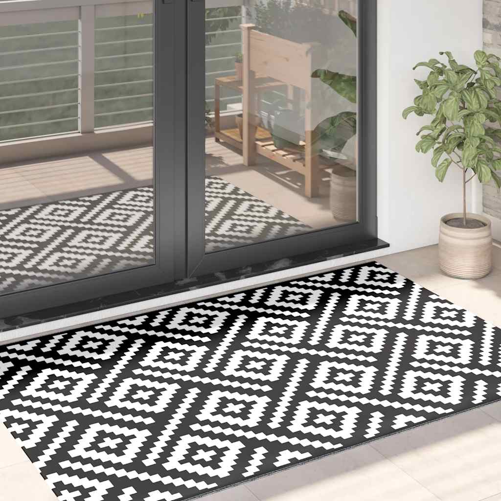 Outdoor-Teppich Arakil Weiß Und Schwarz Ø200 Cm Pp Quadratisches Design