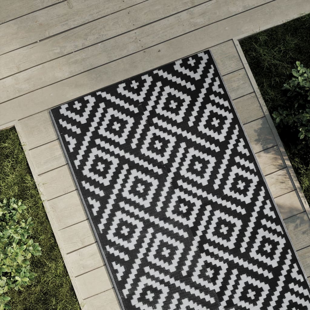 Outdoor-Teppich Arakil Weiß Und Schwarz Ø200 Cm Pp Quadratisches Design