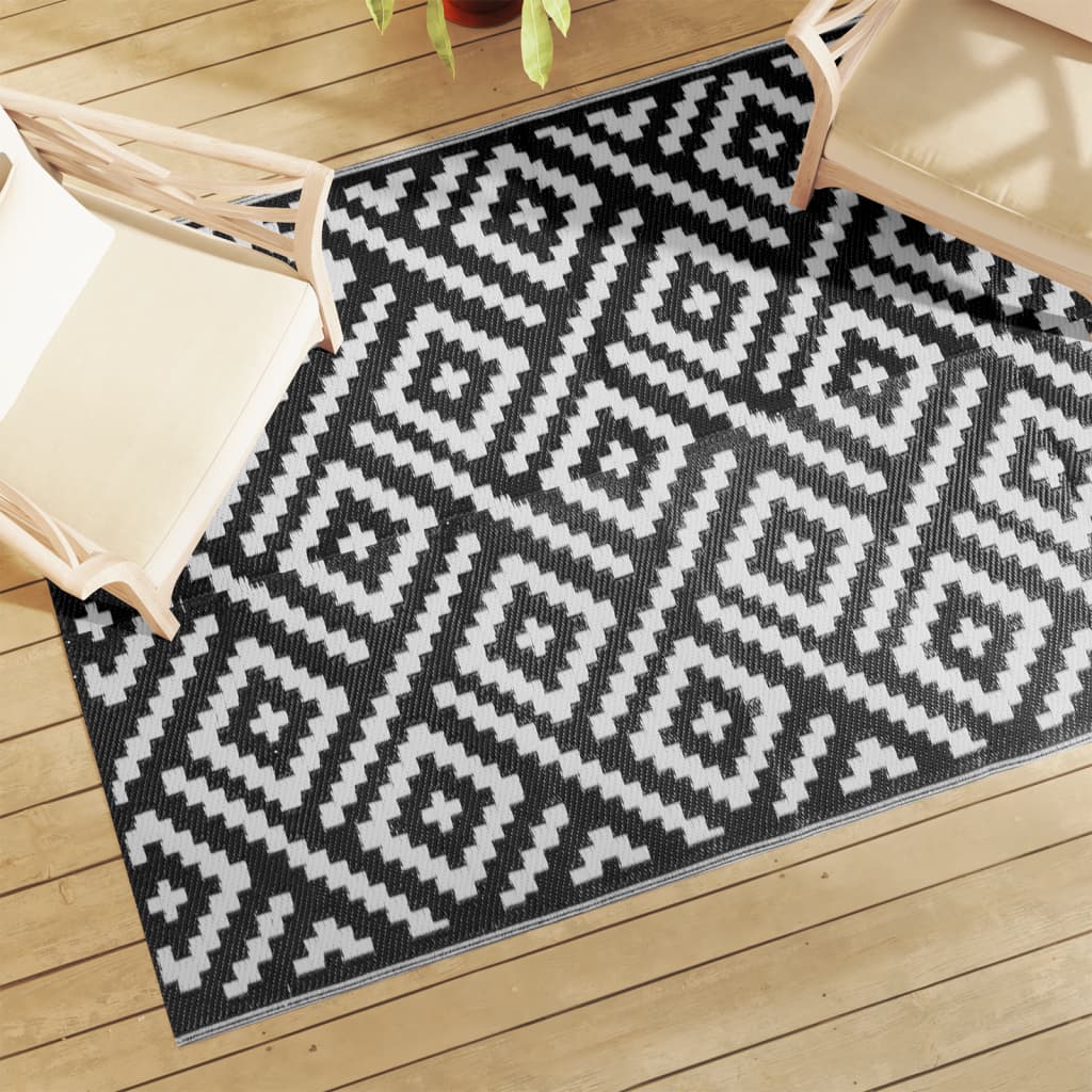 Outdoor-Teppich Arakil Weiß Und Schwarz Ø200 Cm Pp Quadratisches Design