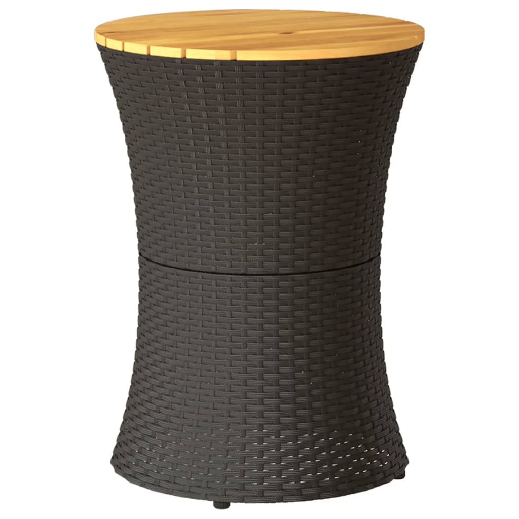 Garten-Beistelltisch Trommelform Poly Rattan Massivholz