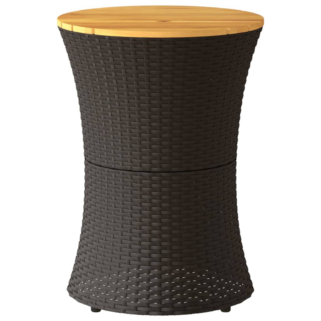 Garten-Beistelltisch Trommelform Poly Rattan Massivholz