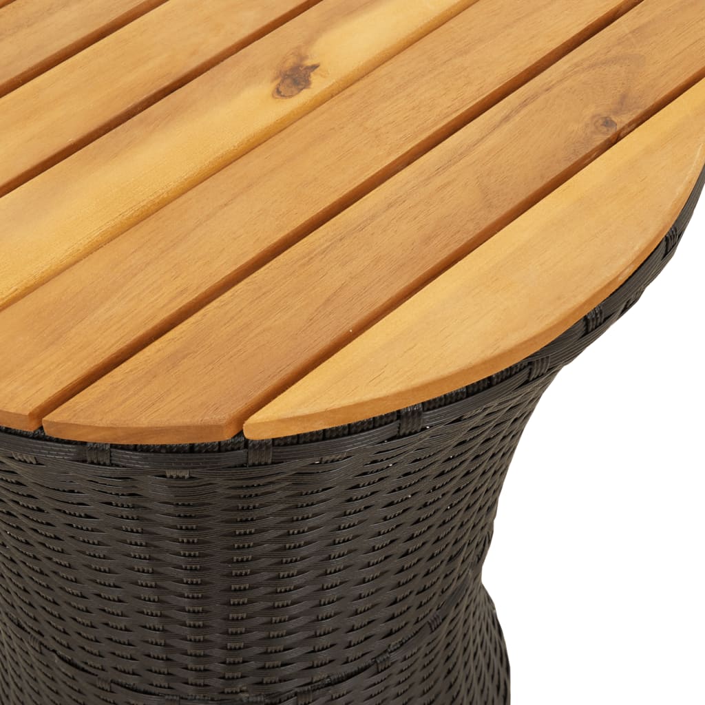 Garten-Beistelltisch Trommelform Poly Rattan Massivholz