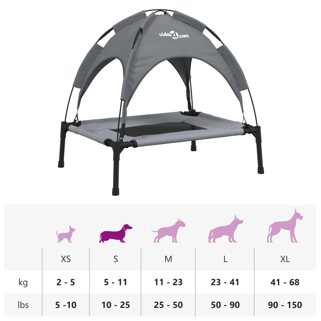Hundeliege Mit Dach Anthrazit Oxford-Gewebe Und Stahl