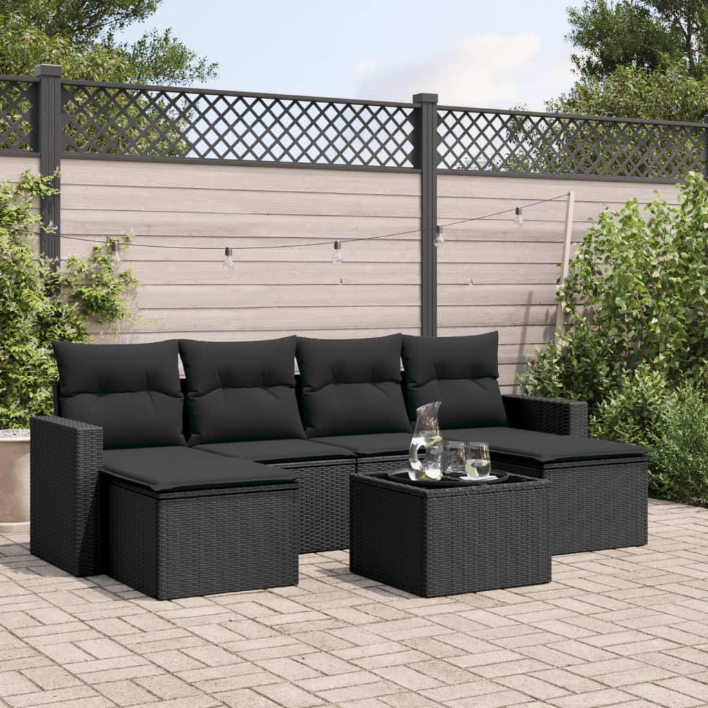 6-Tlg. Garten-Sofagarnitur Mit Kissen Beige Poly Rattan