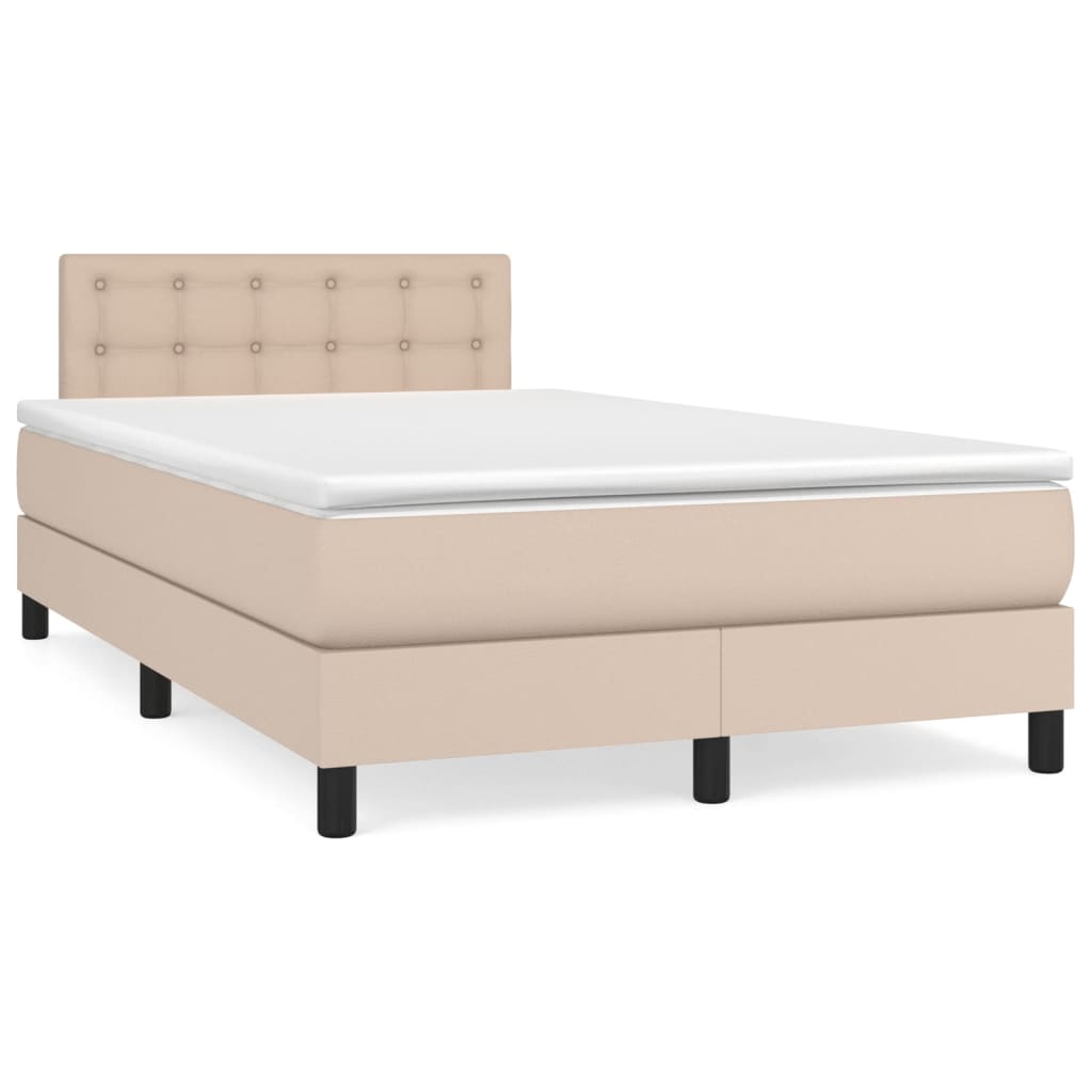 Boxspringbett Mit Matratze -Braun 90X200Cm Kunstleder Cappuccino