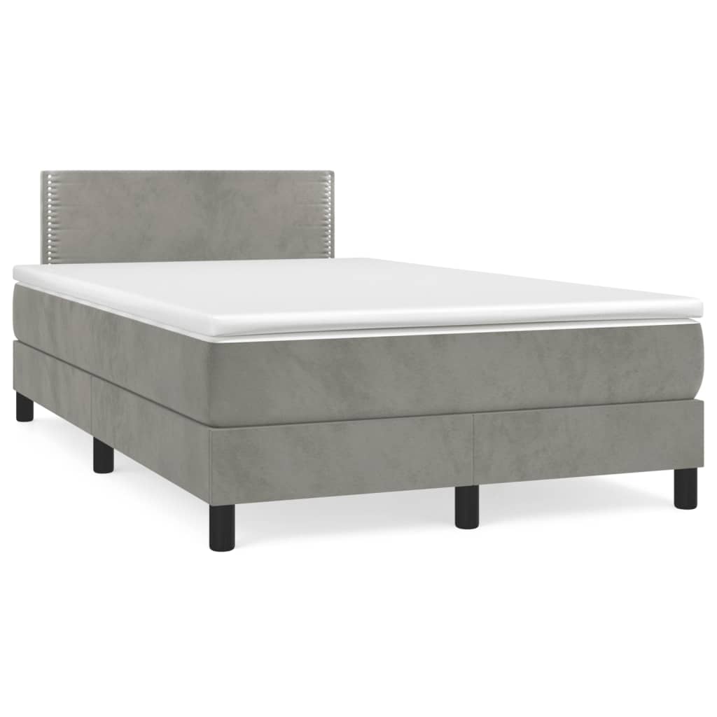 Boxspringbett Mit Matratze Samt Hellgrau