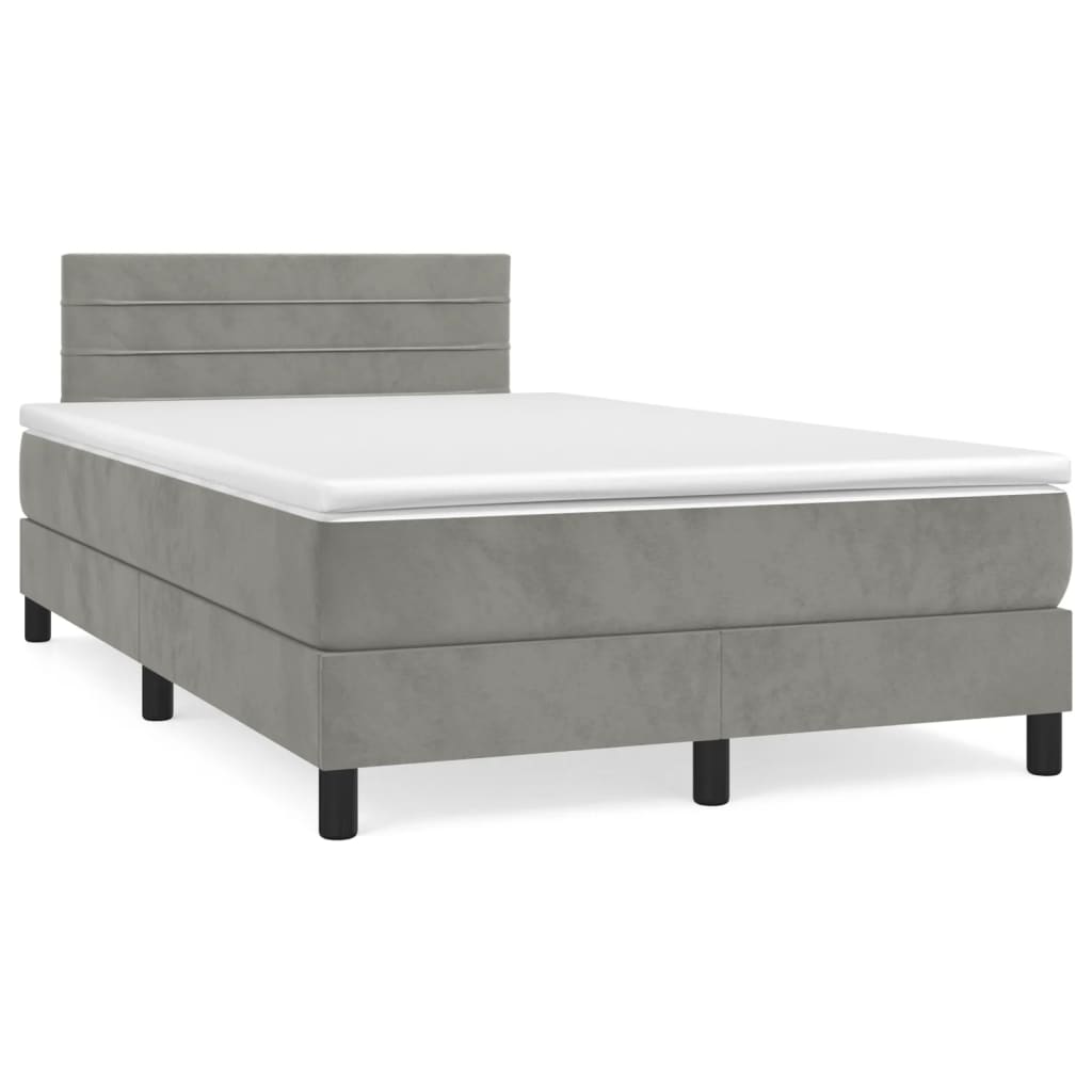 Boxspringbett Mit Matratze Samt Hellgrau