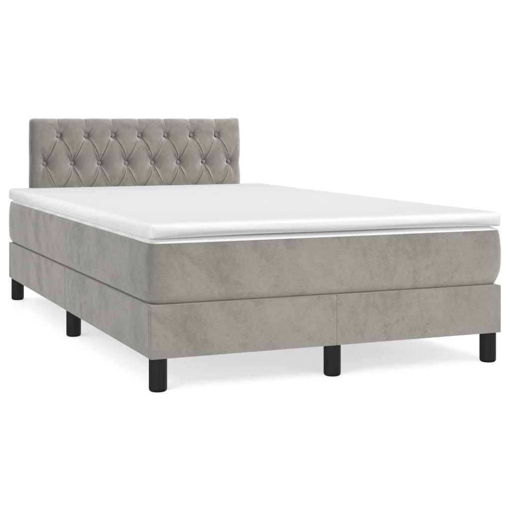 Boxspringbett Mit Matratze Samt Hellgrau