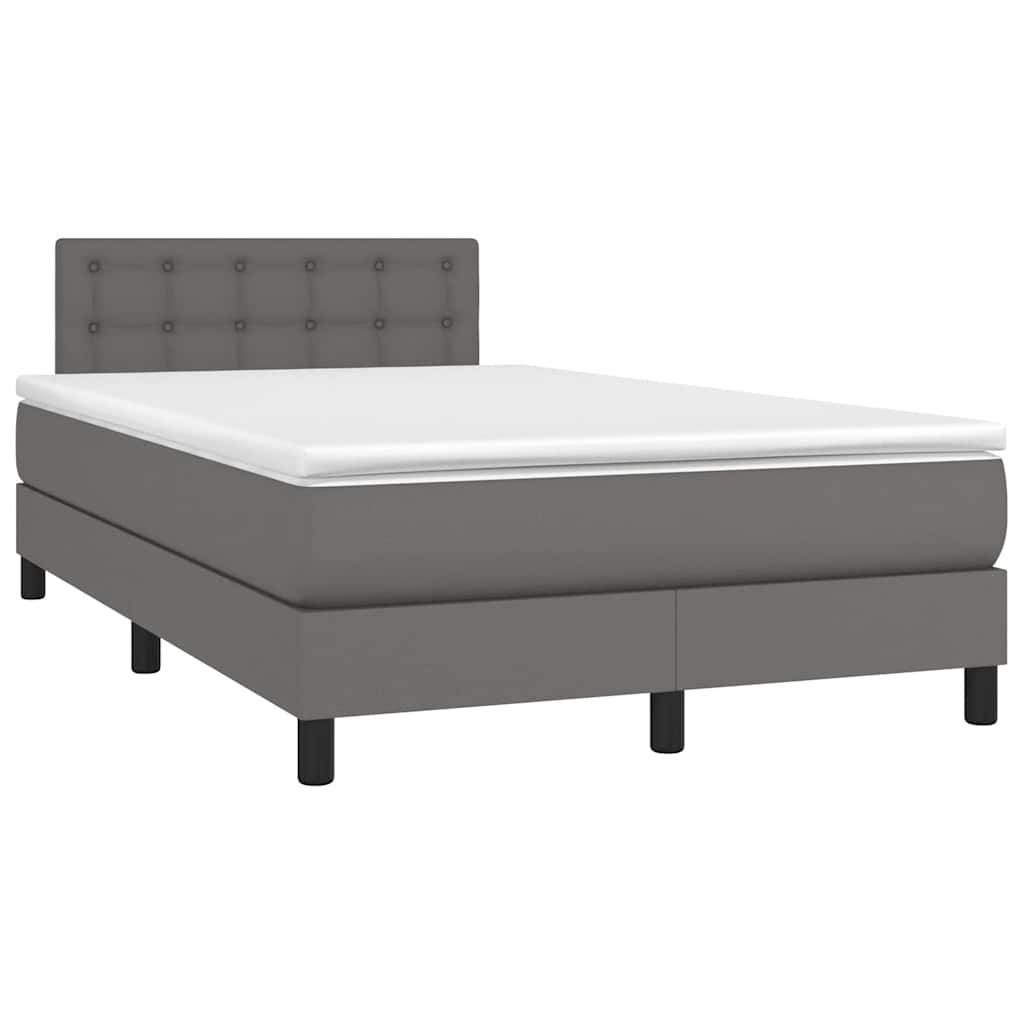 Boxspringbett Mit Matratze & Led Kunstleder Grau