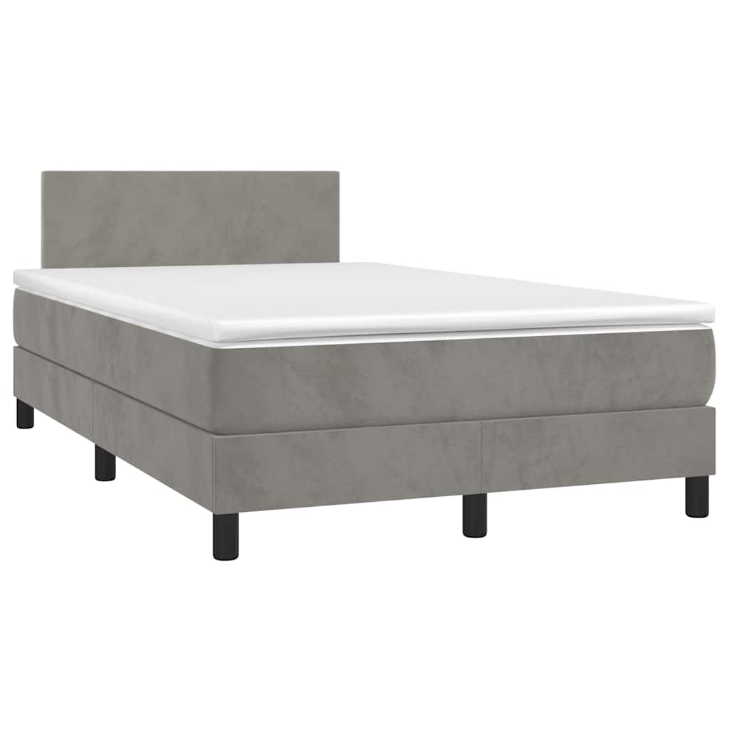 Boxspringbett Mit Matratze & Led Samt Hellgrau