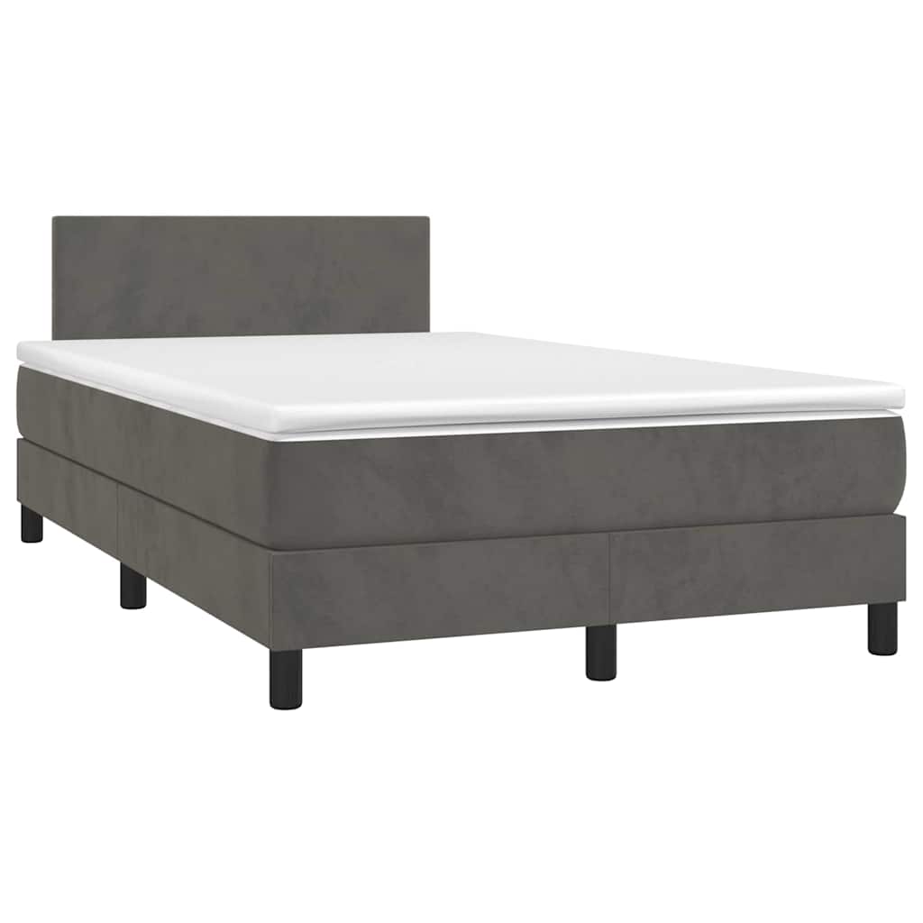 Boxspringbett Mit Matratze & Led Samt Dunkelgrau