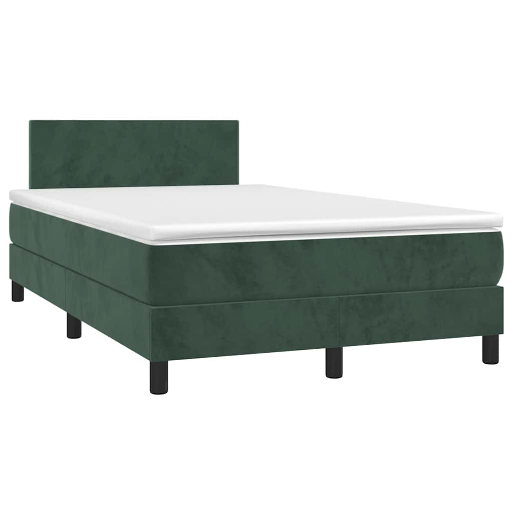 Boxspringbett Mit Matratze & Led Samt Dunkelgrün