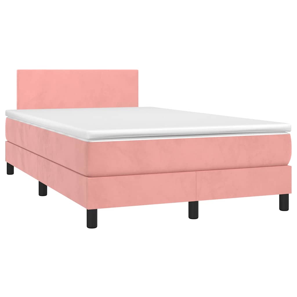 Boxspringbett Mit Matratze & Led Samt Rosa
