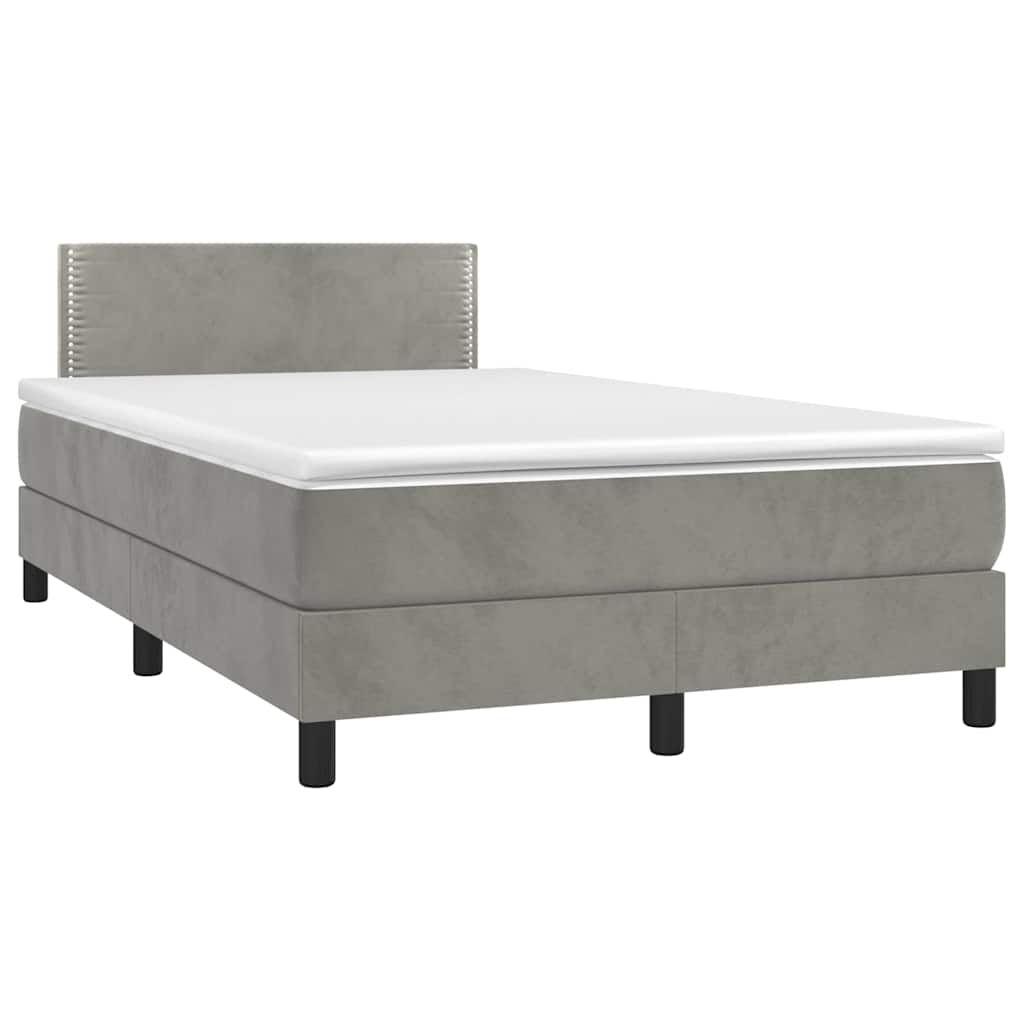 Boxspringbett Mit Matratze & Led Samt Hellgrau