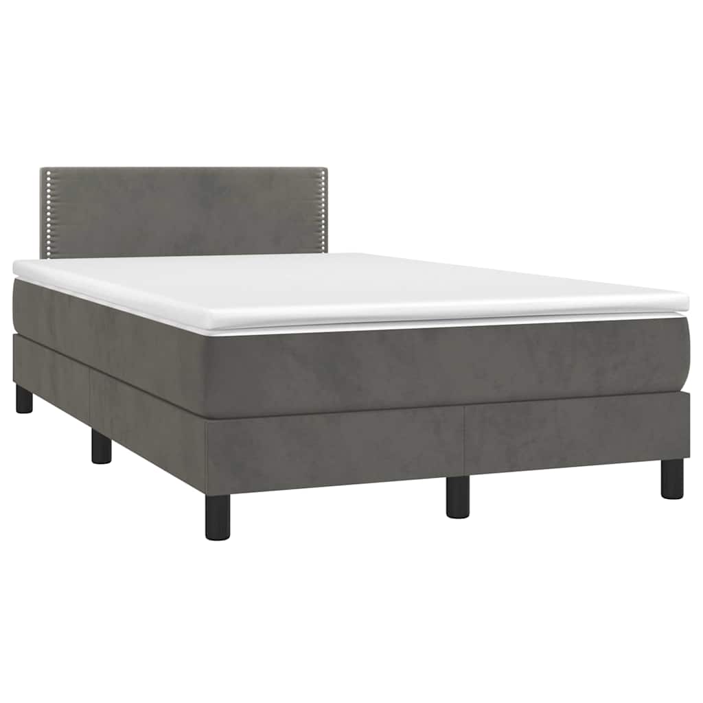 Boxspringbett Mit Matratze & Led Samt Dunkelgrau