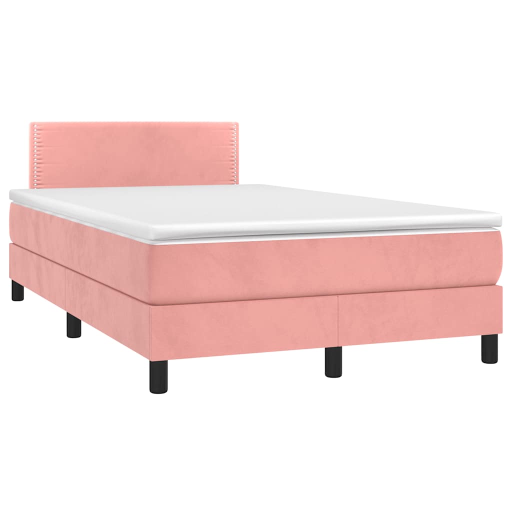 Boxspringbett Mit Matratze & Led Samt Rosa