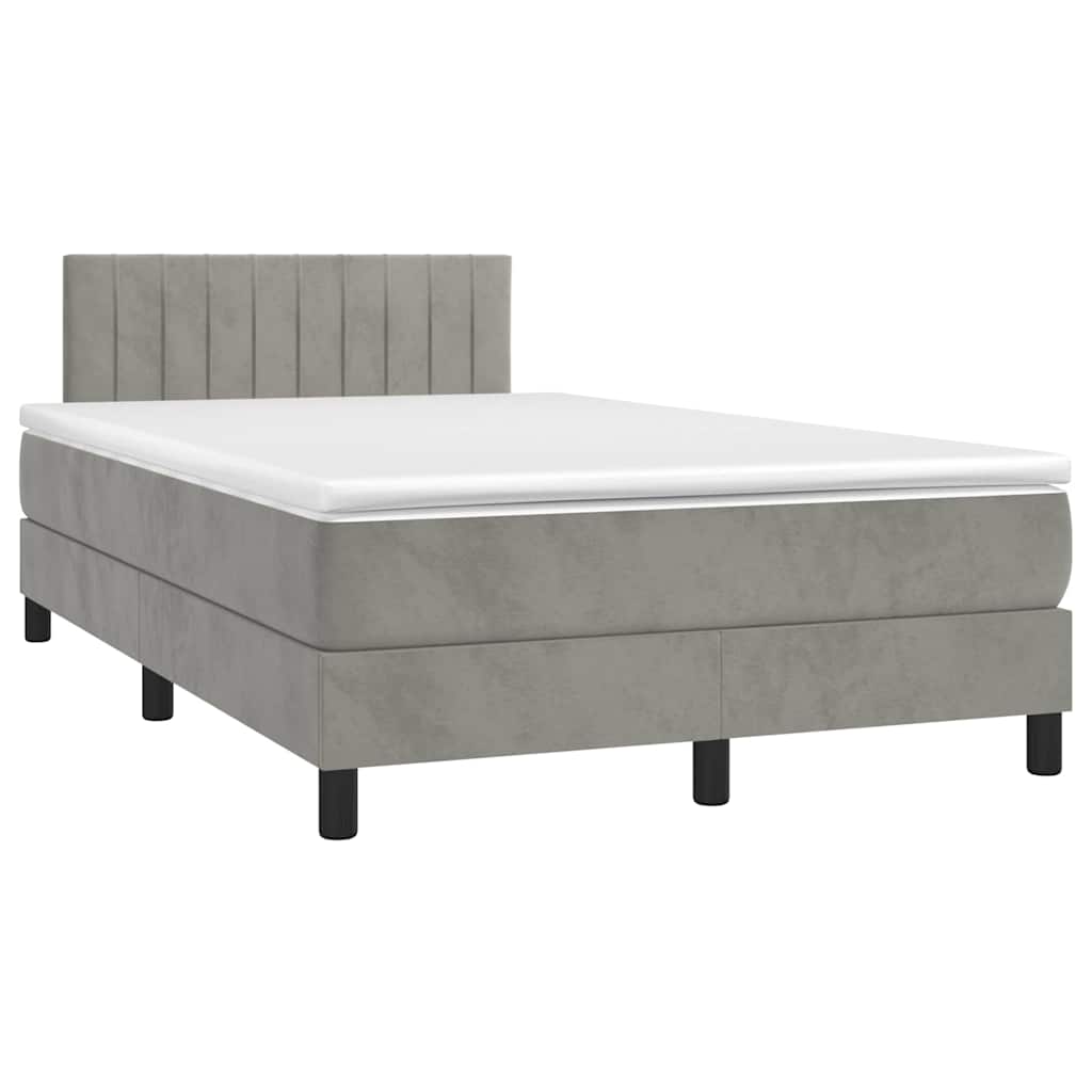 Boxspringbett Mit Matratze & Led Samt Hellgrau