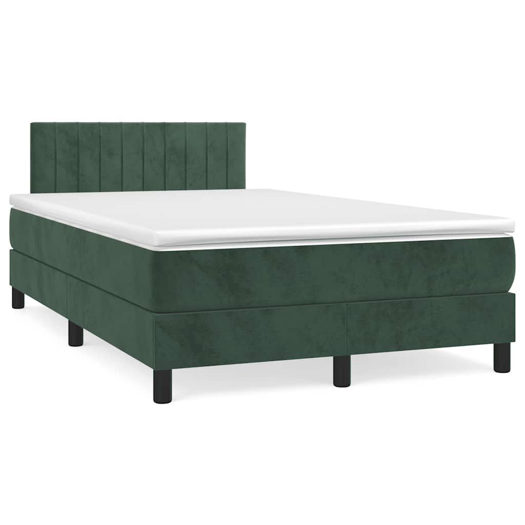 Boxspringbett Mit Matratze & Led Samt Dunkelgrün