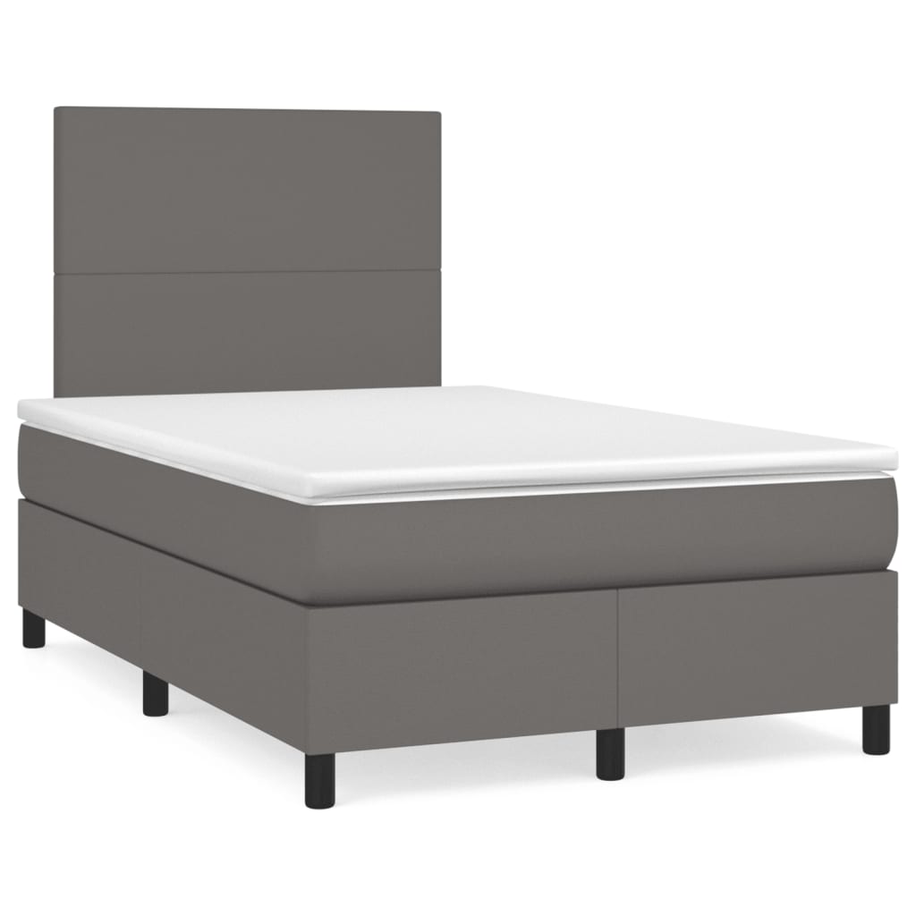 Boxspringbett Mit Matratze & Led Kunstleder Grau