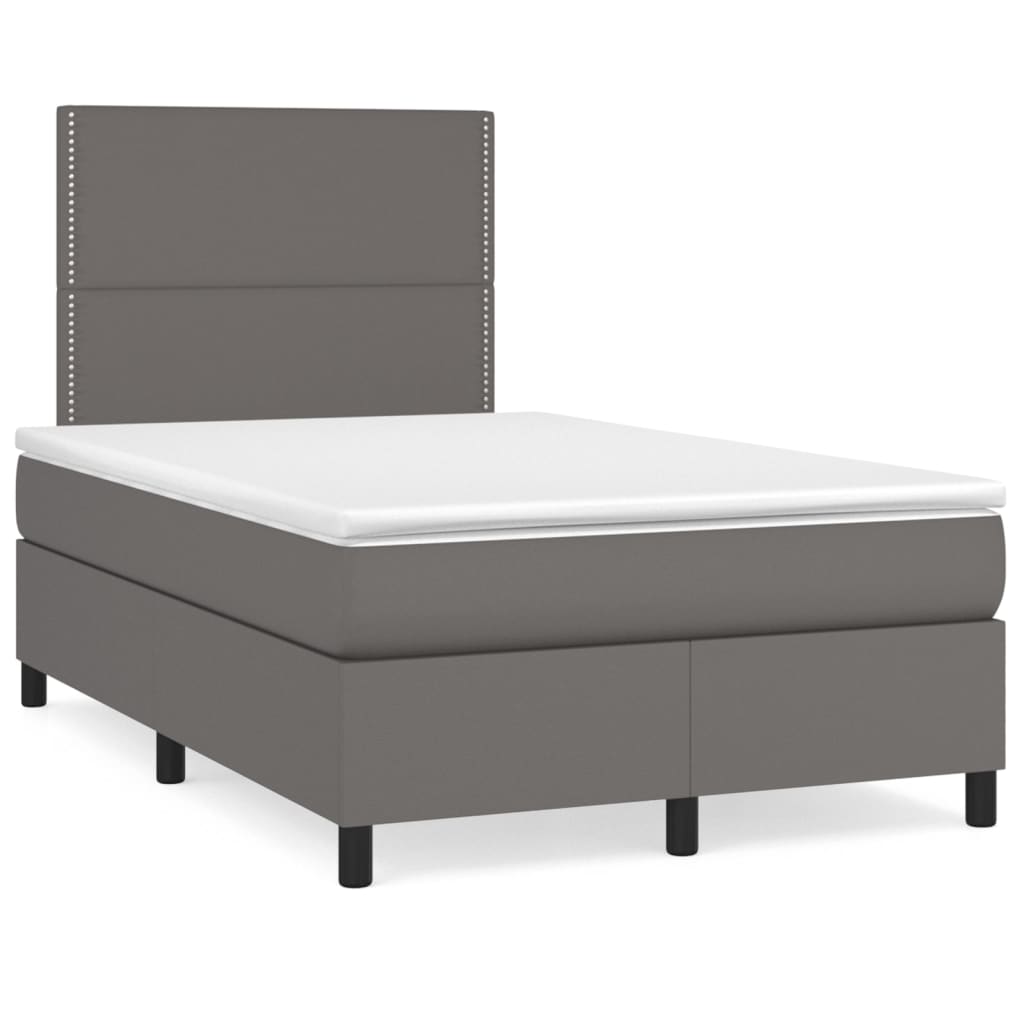 Boxspringbett Mit Matratze & Led Kunstleder Grau