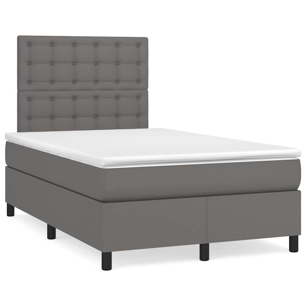 Boxspringbett Mit Matratze & Led Kunstleder Grau