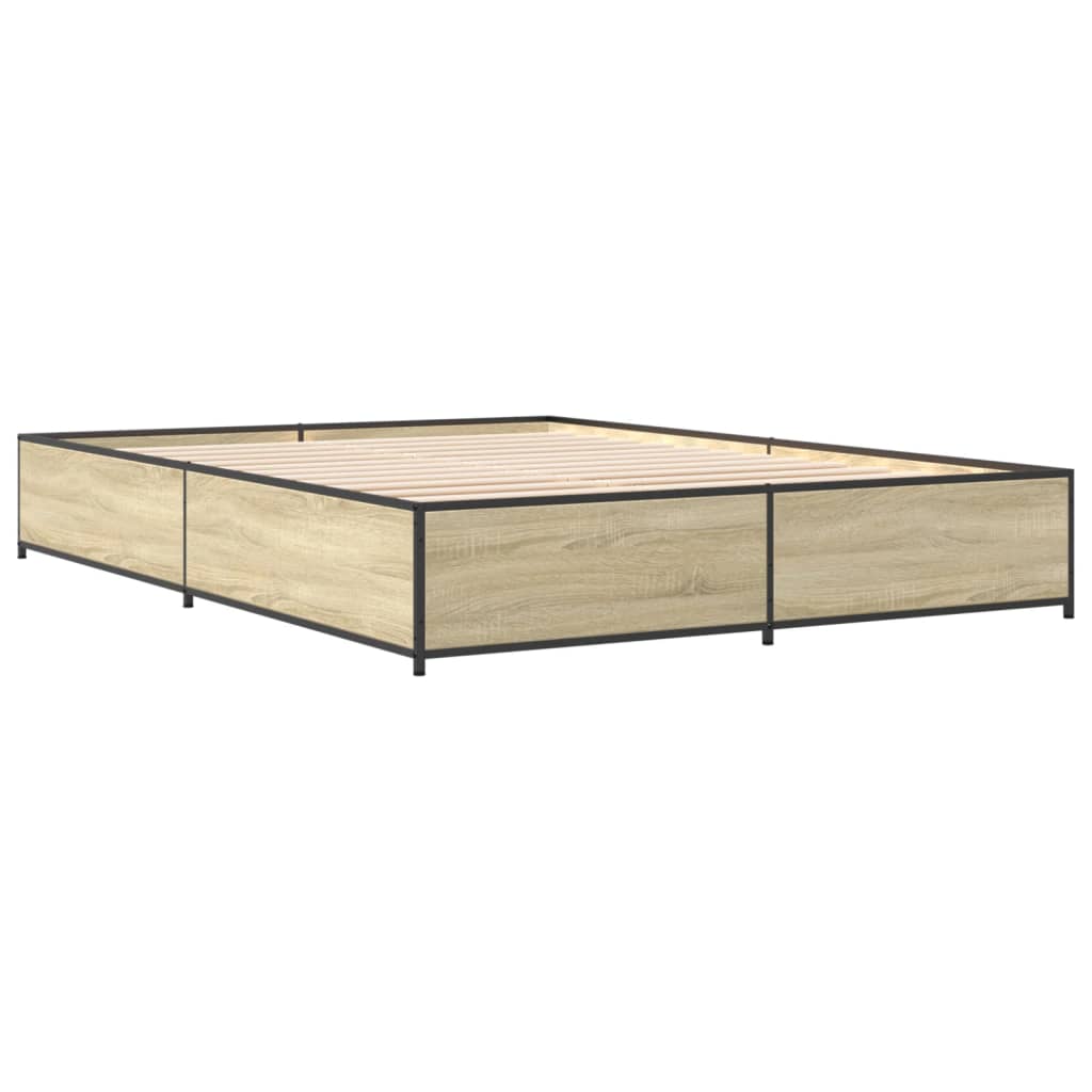 Bettgestell Sonoma-Eiche Holzwerkstoff Und Metall Sonoma Eiche