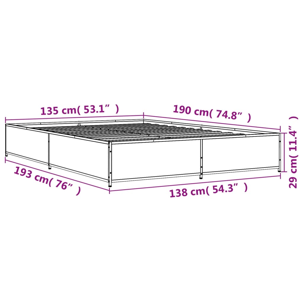 Bettgestell Sonoma-Eiche Holzwerkstoff Und Metall Sonoma Eiche
