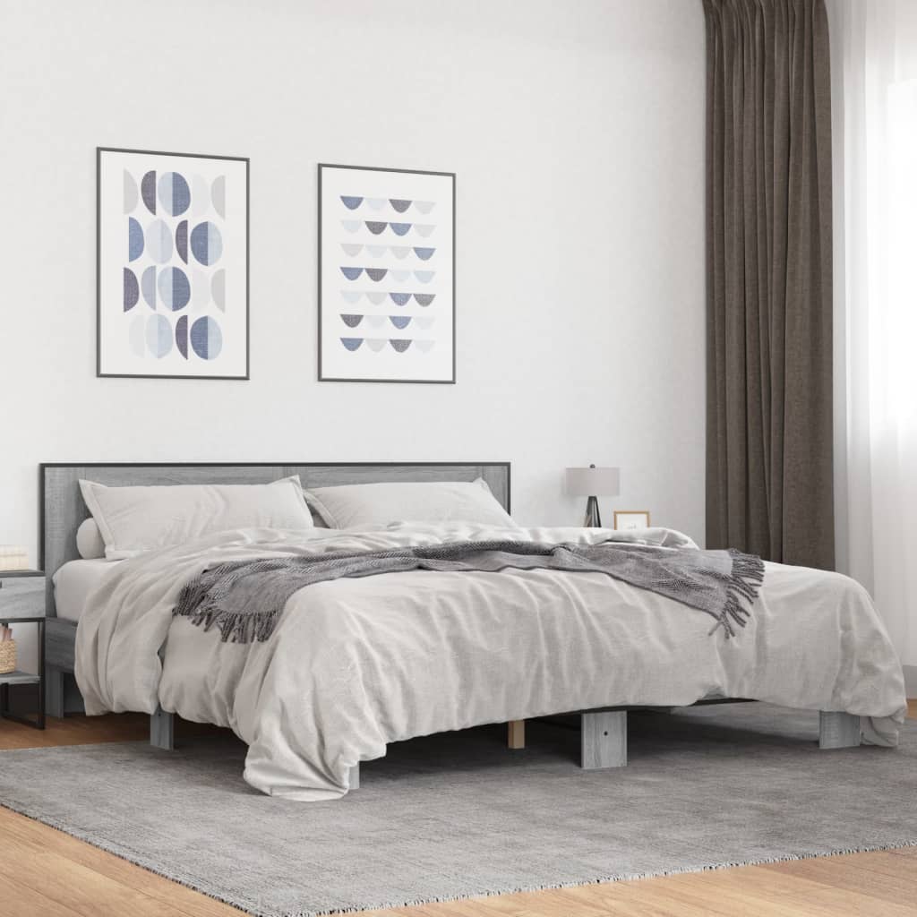 Bettgestell Sonoma-Eiche Holzwerkstoff Und Metall
