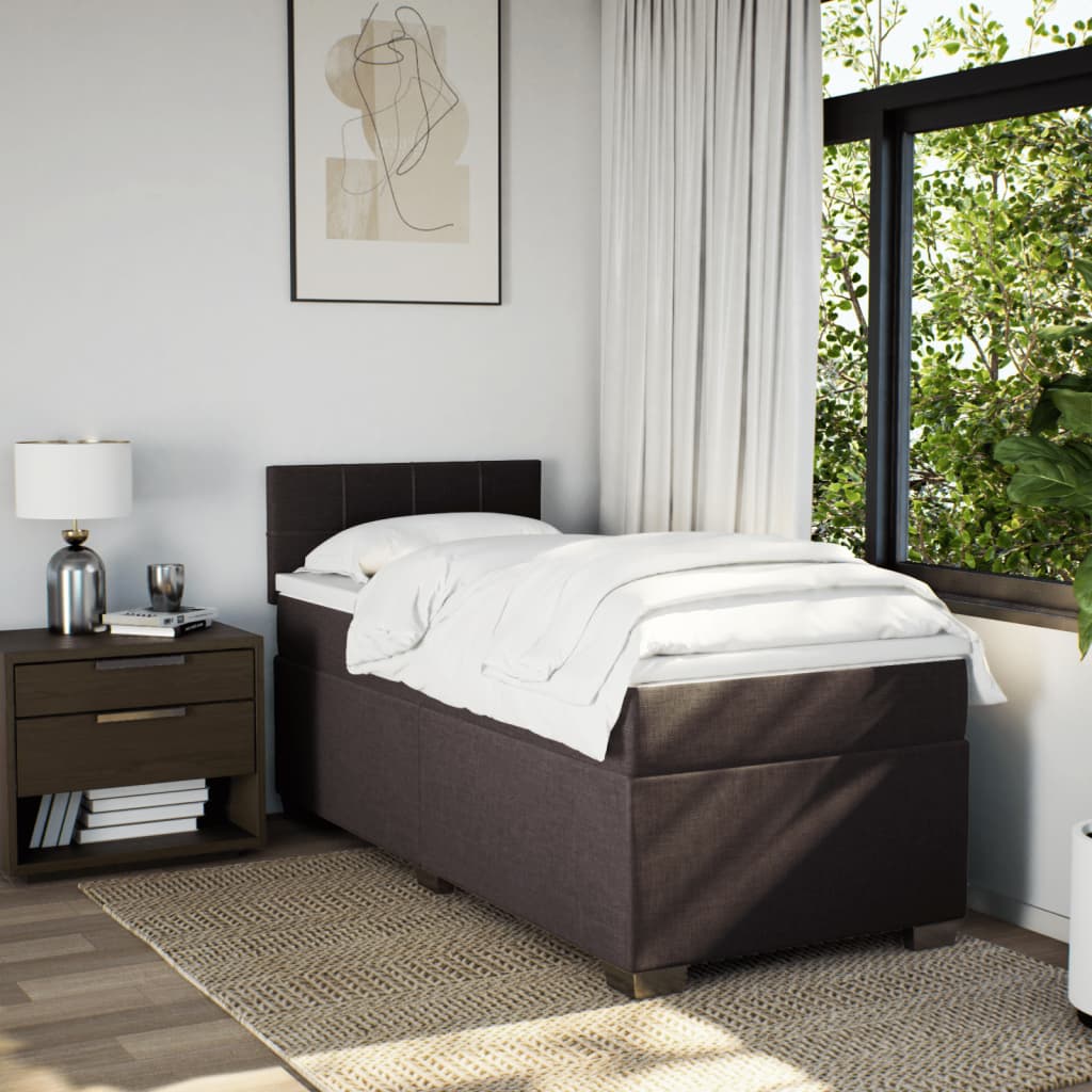 Boxspringbett Mit Matratze Stoff Dunkelbraun