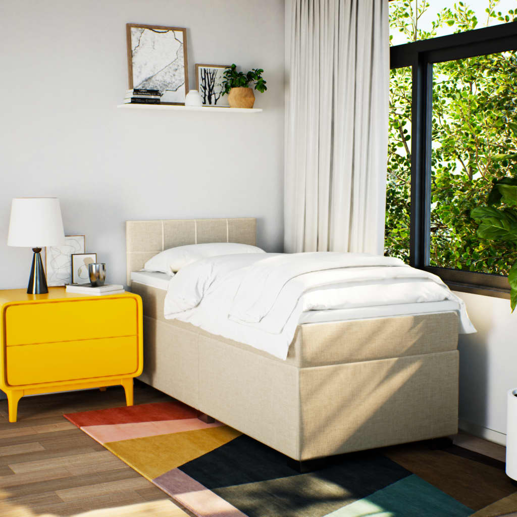 Boxspringbett Mit Matratze Stoff Creme