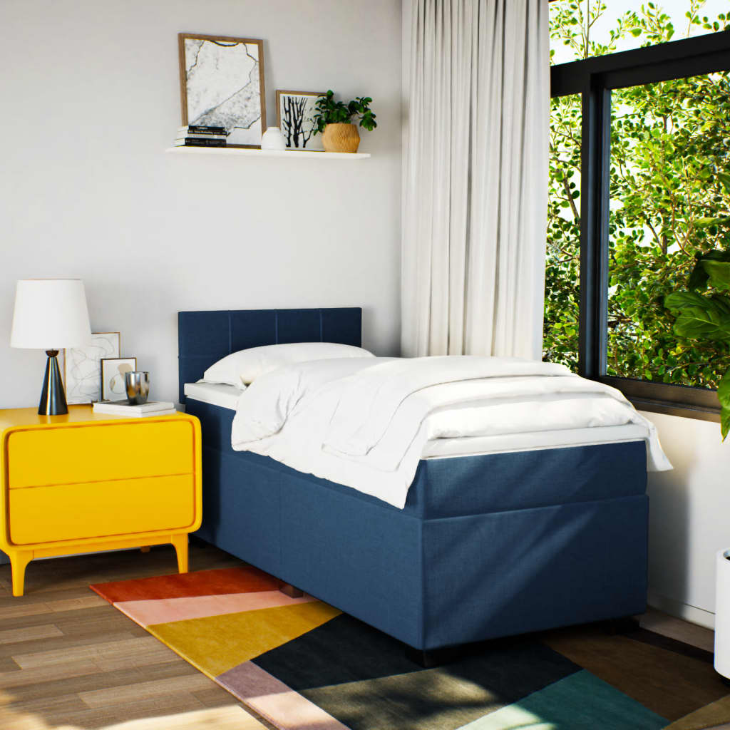 Boxspringbett Mit Matratze Stoff Blau