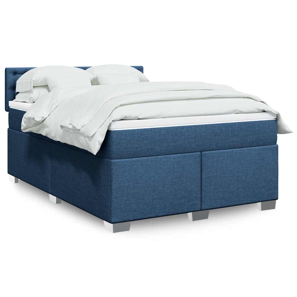 Boxspringbett Mit Matratze Stoff Blau