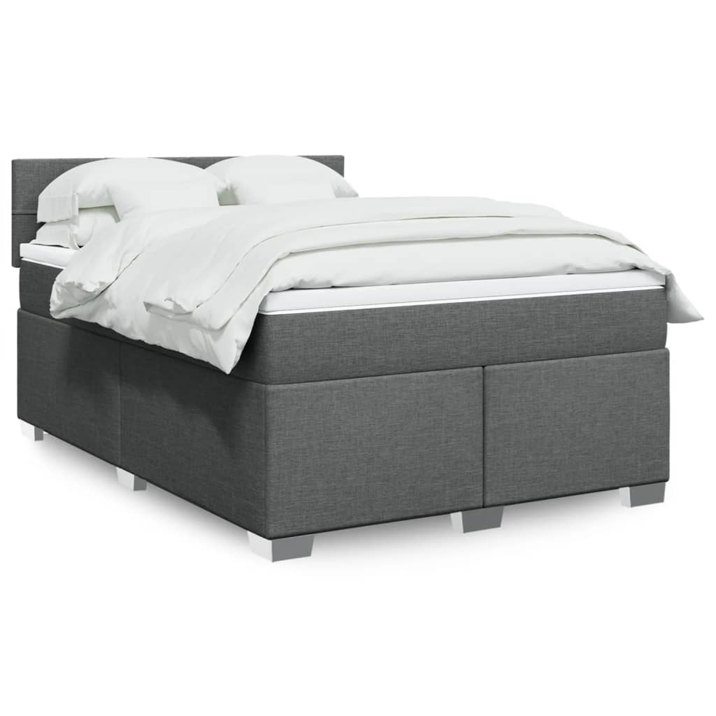 Boxspringbett Mit Matratze Stoff Dunkelgrau