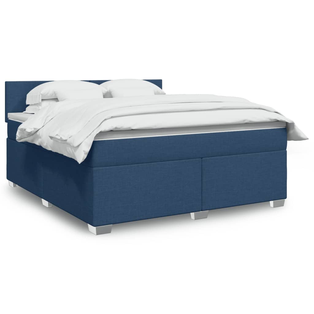 Boxspringbett Mit Matratze Stoff Blau