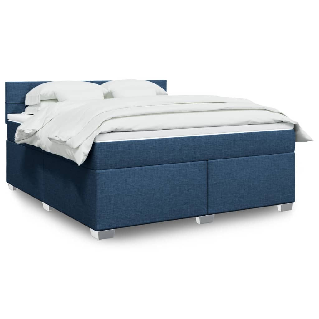 Boxspringbett Mit Matratze Stoff Blau
