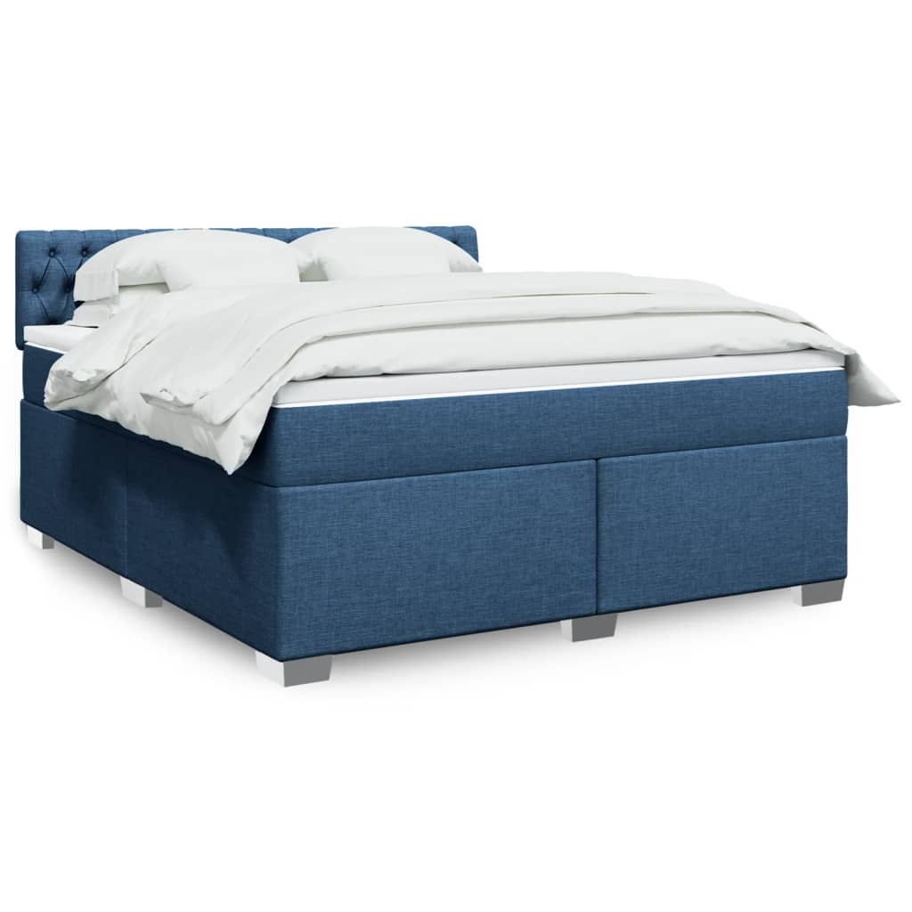 Boxspringbett Mit Matratze Stoff Blau