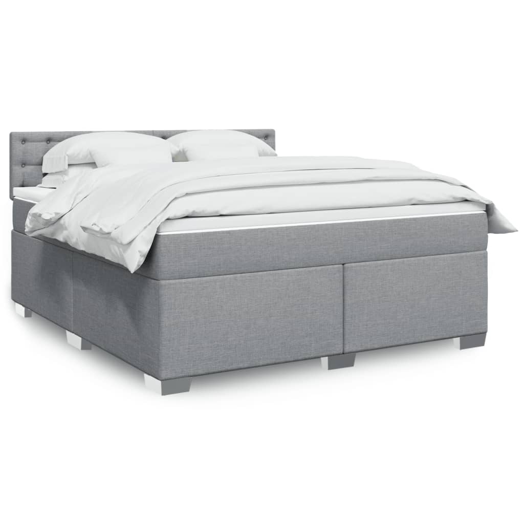Boxspringbett Mit Matratze Stoff Hellgrau