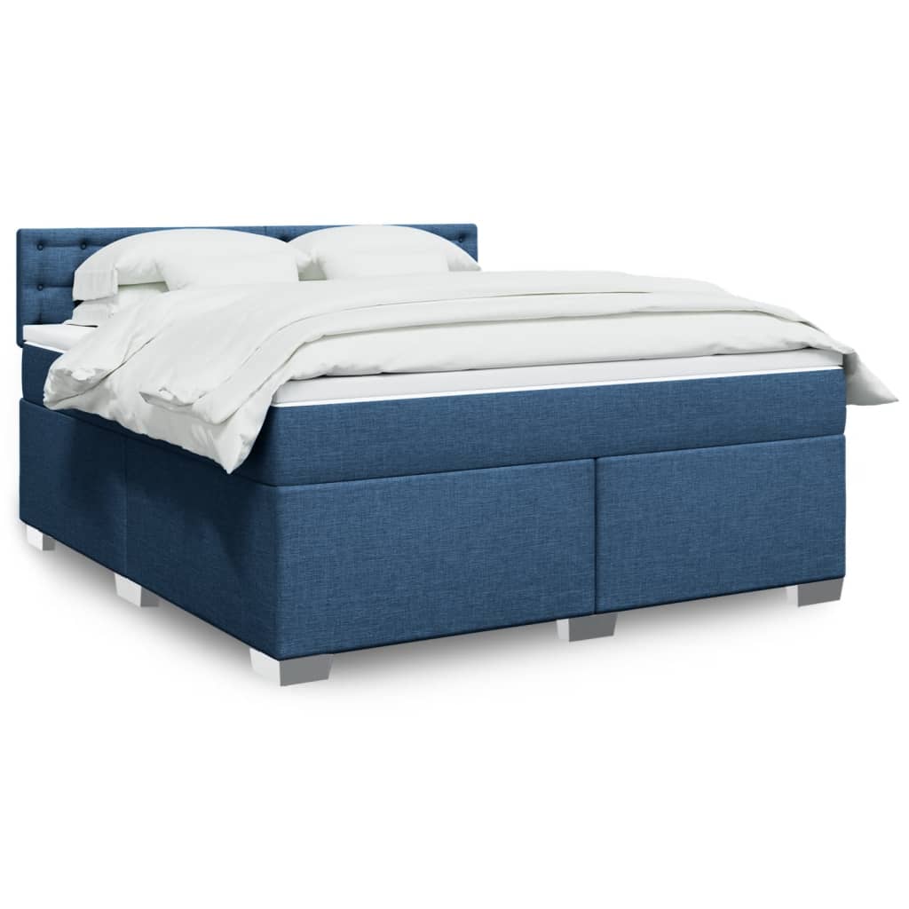 Boxspringbett Mit Matratze Stoff Blau