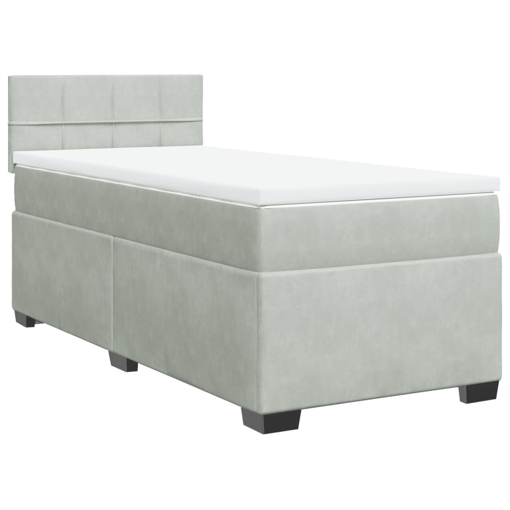 Boxspringbett Mit Matratze Samt Hellgrau