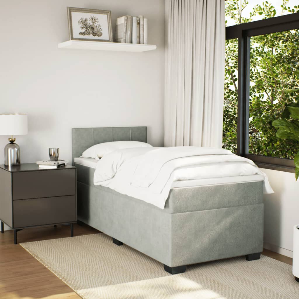 Boxspringbett Mit Matratze Samt Hellgrau