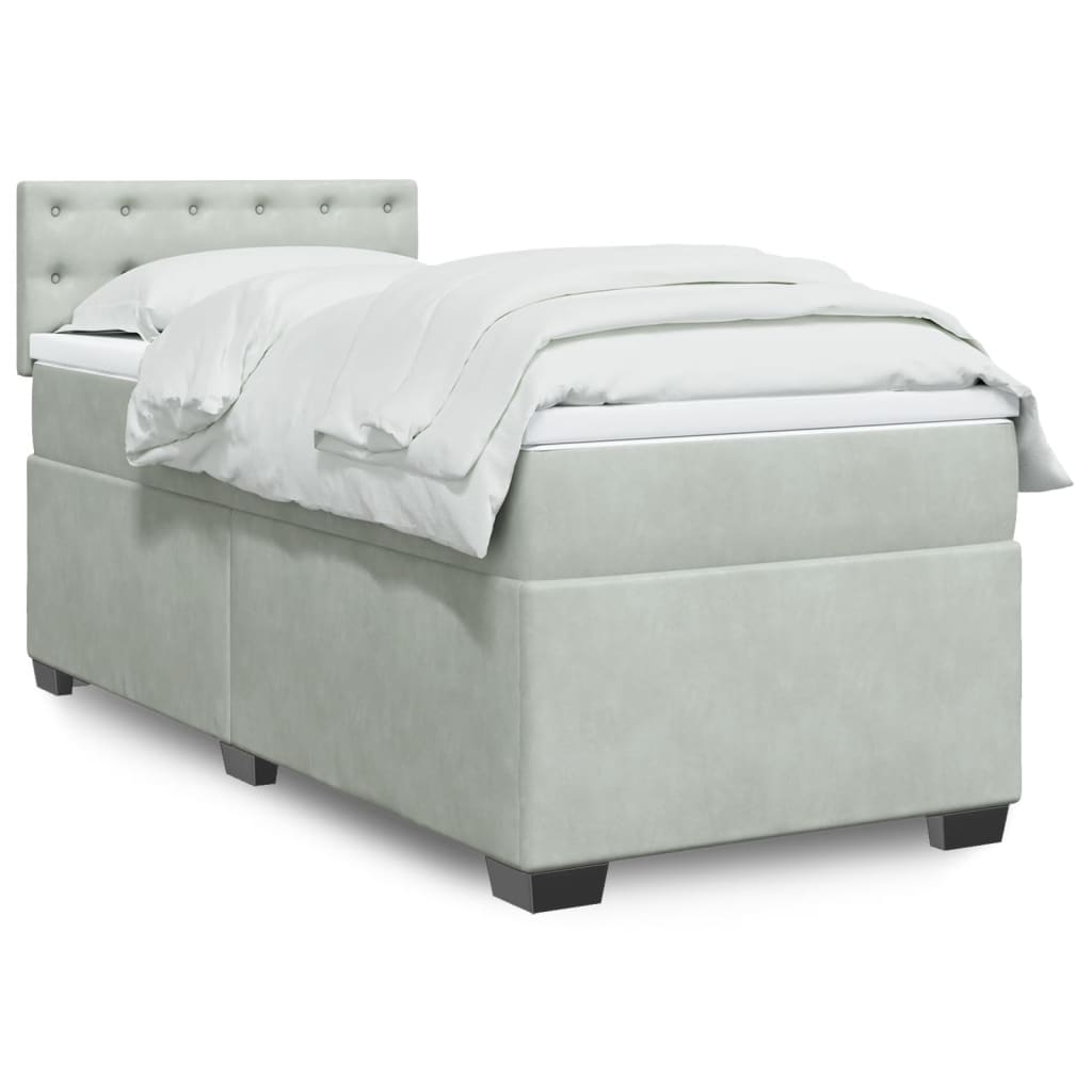Boxspringbett Mit Matratze Samt Hellgrau