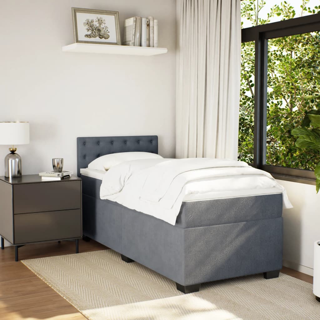 Boxspringbett Mit Matratze Samt Dunkelgrau