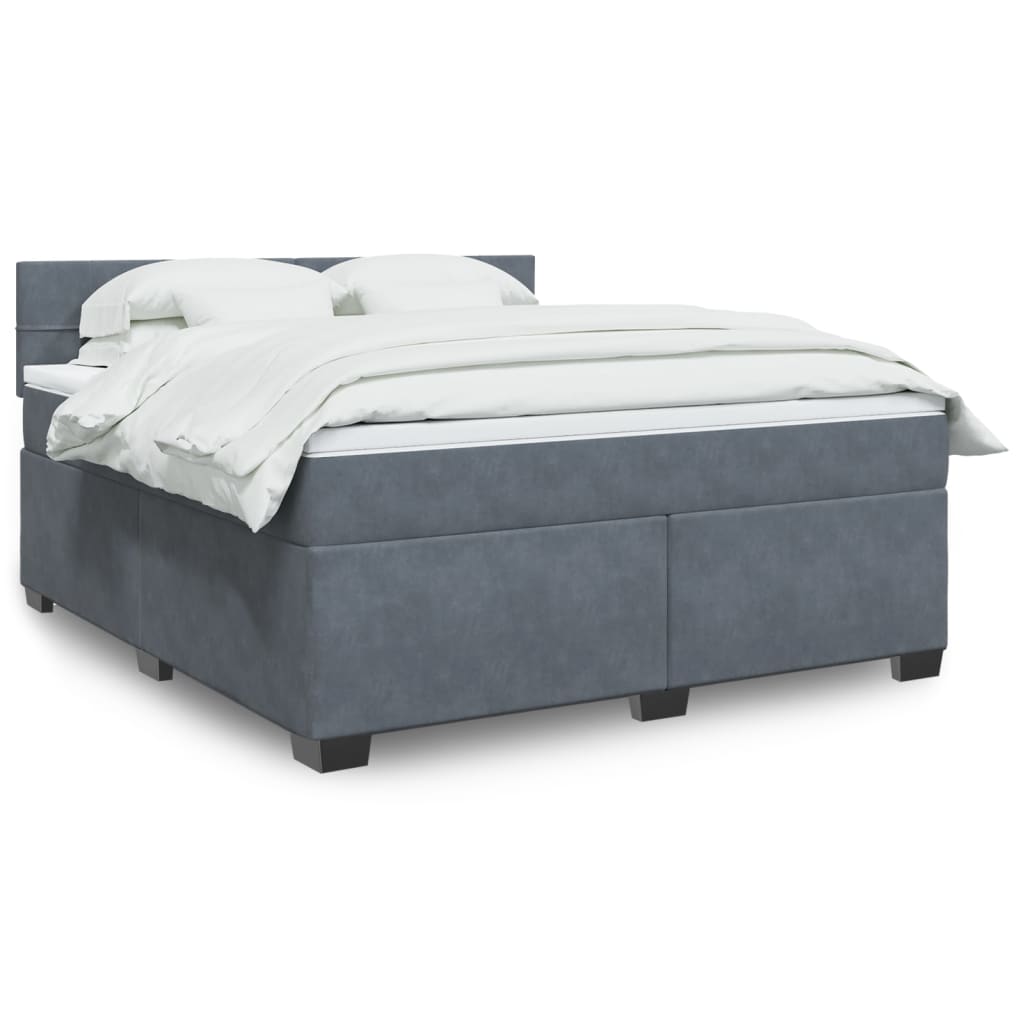 Boxspringbett Mit Matratze Samt Dunkelgrau